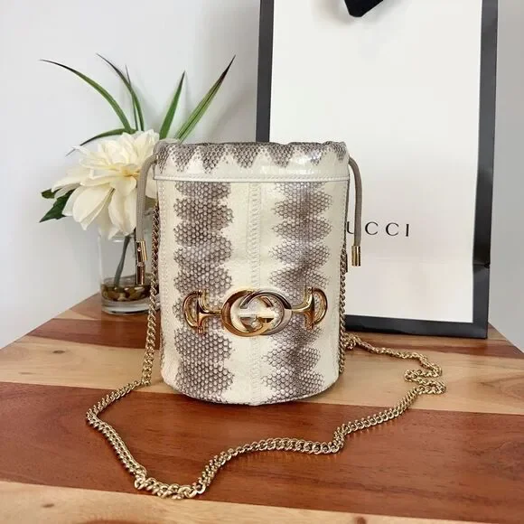 NWOT Gucci Snakeskin Mini Zumi Bucket Bag - Picture 4 of 14